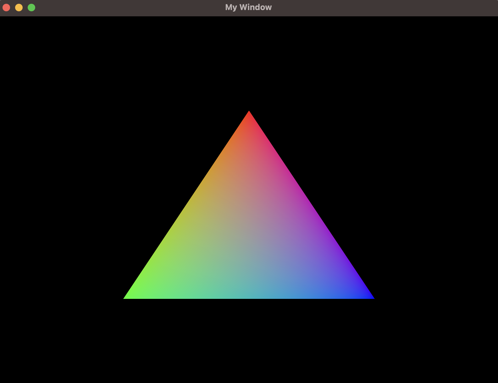 A window with a multi-color triangle